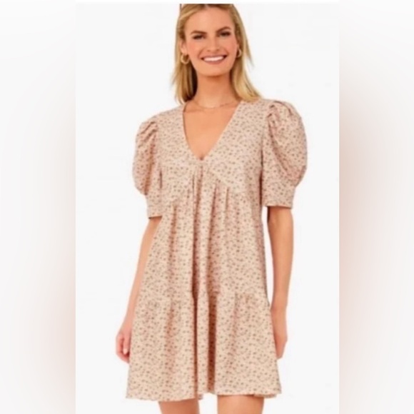 Hyacinth House Dresses & Skirts - Hyacinth House Tuckernuck Floral Follie Puff Sleeve Tiered Mini Dress size L